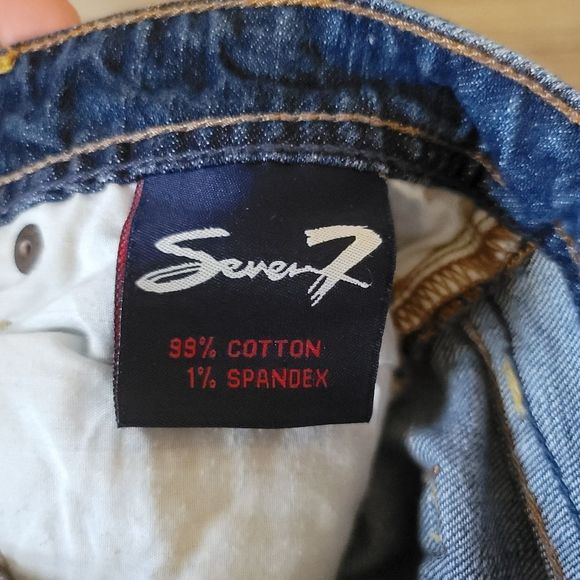 Seven7 Flared Denim Jeans Women's Size 27 Blue 5-Pocket Low Rise Dark Wash - Picture 4 of 9